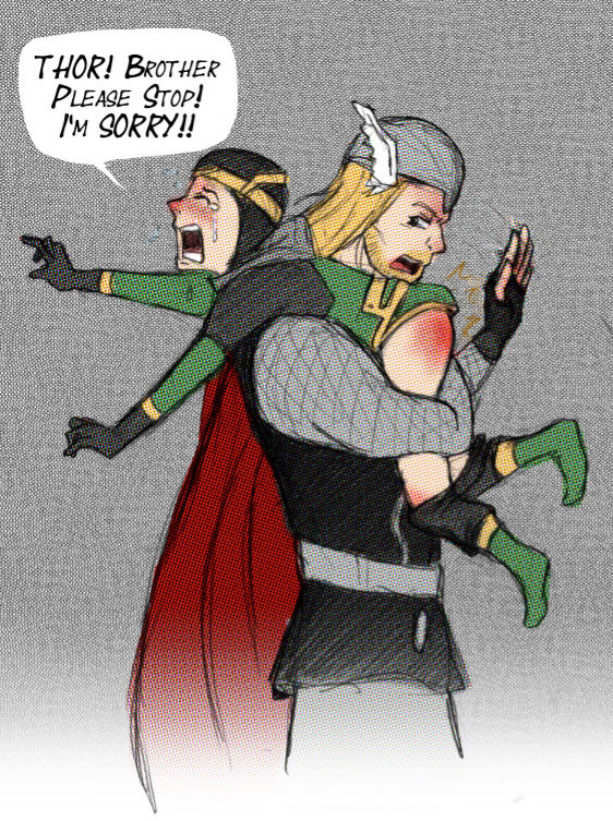 Thor Spanking Kid Loki by Arkham_insanity. 