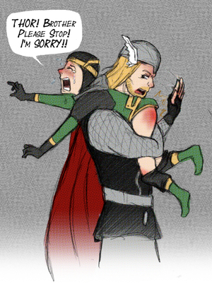 Thor Spanking Kid Loki by Arkham_insanity