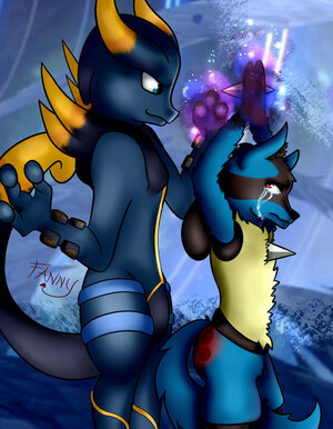 Commission Lucario And Mewtwo by FannyThePaddle
